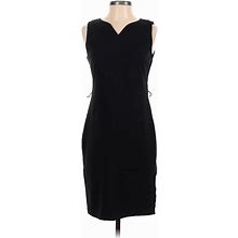 Talbots Casual Dress - Sheath V-Neck Sleeveless: Black Solid Dresses - Women's Size 4 Petite