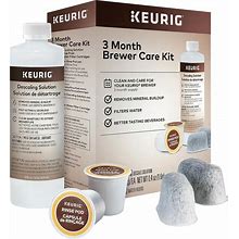 Keurig Brewer Maintenance Kit Includes Descaling Solution, Water