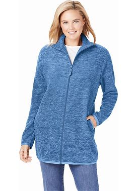 Plus Size Women's Zip-Front Microfleece Jacket By Woman Within In Evening Blue Marled (Size 5X)