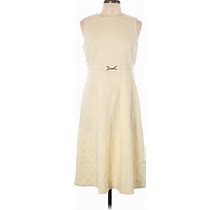 J.Crew Casual Dress - Midi High Neck Sleeveless: Ivory Solid Dresses - Women's Size 12 Petite