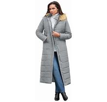 Plus Size Women's Maxi-Length Quilted Puffer Jacket By Roaman's In Gunmetal (Size 5X) Winter Coat