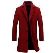 Manxivoo Red Blazer Men's Plus Size Fall And Winter Jacket Lapel Long Sleeve Padded Leather Jacket Vintage Coat Jacket Jackets For Men Red XL