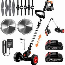 Electric Cordless Weed Wacker, Cordless Weed Eater Push Lawn Mower Battery Powered Lightweight String Trimmers Retractable And Foldable For Lawn, Yar