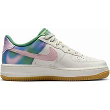 Nike Air Force 1 LV8 3 Sail/Medium Soft Pink/Blue Joy/Stadium Green Grade School Boys' Shoes, White/Green/Pink, Size: 5.5