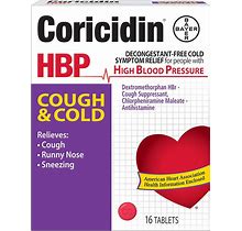 Coricidin HBP Antihistamine Cough & Cold Suppressant Tablets, 16 Tablets (Pack O