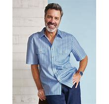 Blair Men's John Blair® Short-Sleeve Linen-Look Pilot Shirt - Blue - 3XL