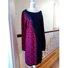 Venus Maroon/Black Knee Length Sweater Dress, Animal Print Side, Size