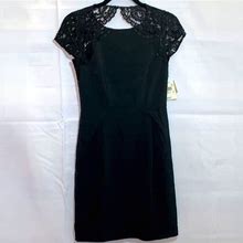 Aidan Mattox Dresses | Aidan Mattox Lbd Black Dress Lace Sleeve Open Back | Color: Black | Size: 4