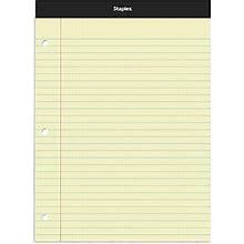 Staples Notepads, 8.5" X 11.75", Wide Ruled, Canary, 100 Sheets/Pad, 6 Pads/Pack (ST57349)