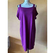 Eileen Fisher Magenta Cold Shoulder Jersey Shift Dress Size Small