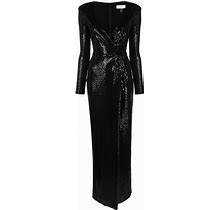 NISSA - Sequin-Embellished Gathered Maxi Dress - Women - Polyester/Spandex/Elastane/Polyamide/Metallic Fibre/Spandex/Elastane - 42 - Black