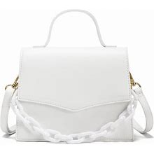 CATMICOO Mini Purses For Women Trendy Mini Bag With Detachable Plastic Chain (White)