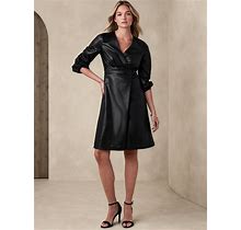 Women's Vegan Leather Knee-Length Dress Black Petite Size 00