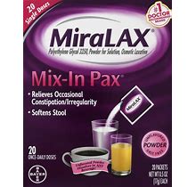 Miralax Mix-In Pax Single Dose Packets Unflavored/Grit Free Laxative Powder - 20 Ea