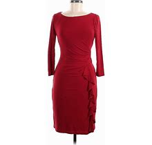 Lauren By Ralph Lauren Casual Dress - Sheath: Burgundy Print Dresses - Women's Size 2