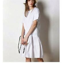 Caara Women's Size Xs Maven White Pleated Midi Dress Rhinestone Side