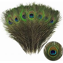 Mesase 24Pcs Peacock Feather Natural In Bulk 10-12 Inch 25-30cm For Craft Vase Wedding Home Party Christmas Day
