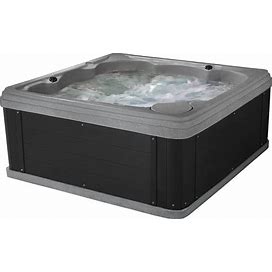 Essential Hot Tubs - Shoreline Lounger 24 Jet 6-Person Lounge Seating With Massage Features, 74.5 X 74.5 X 32-Inches, 120V, Grey Granite With Black