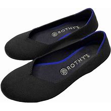Rothys The Flat Black Knit Ballet Flats Slip On Round Toe Shoes Black Women Sz 8