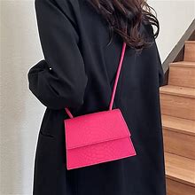 Mini Fashion Textured Crossbody Bag, Crocodile Pattern Shoulder Bag, Women's Trendy Handbag & Purse Rose,Reliable,Temu