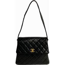 Chanel Bags | Chanel Matelasse Lambskin Leather Handbag Tote Bag Black 25640 | Color: Black | Size: Os