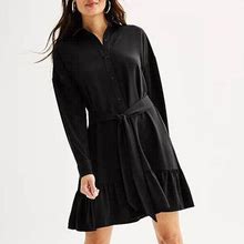 Women's Nine West Ruffle Hem Dress, Size: Large, Black