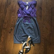 Esley Collection Dresses | Purple And Grey Pleated Top Dress | Color: Gray/Purple | Size: S