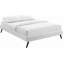 Modway Loryn Faux Leather Full Platform Bed Frame With Wood Slat Support In White