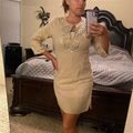 Boston Proper Dresses | Going To Goodwill May 27 - Beautiful Khaki Beaded Dress - Free Shipping | Color: Cream/Tan | Size: 4