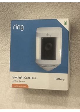 Ring - Spotlight Cam Plus Outdoor/Indoor 1080P Battery Camera - White