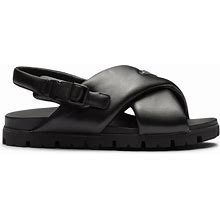 Prada - Padded Crossover-Straps Flat Sandals - Men - Rubber/Leather/Leather - 5 - Black