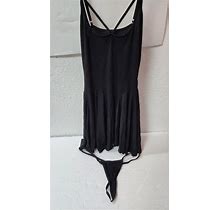 Avidlove Women's Spaghetti Strap Flared Mini Dress W/ Thong Panty Set, Black, M