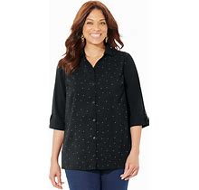 Plus Size Women's Timeless Rhinestone Blouse By Catherines In Black (Size 3X)