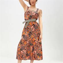 Anthropologie Dresses | Htf Anthropologie Corey Lynn Calter Flounced Midi Dress | Color: Black/Orange | Size: Xl