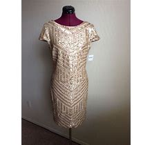 NWT Dress The Population $194 'Tabitha' Gold Sequin Scoopback Mini Dressxl