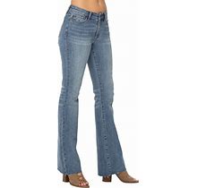 Judy Mid Rise Tuck Bootcut Jeans Light Blue / Tall / 3XL