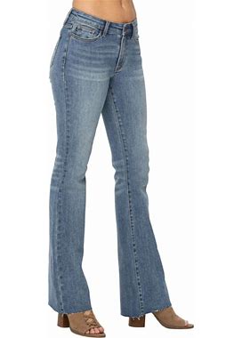 Judy Mid Rise Tuck Bootcut Jeans Light Blue / Tall / L