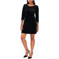 MSK Women's Velvet Scoop-Neck 3/4-Sleeve Dress Black