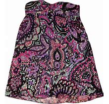 TIBI NEW YORK $398 Paisley Silk Strapless A-Line Dress Size 6