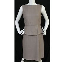 Ann Taylor Dove Gray Taupe Glen Plaid Sleeveless Peplum Dress Size 4