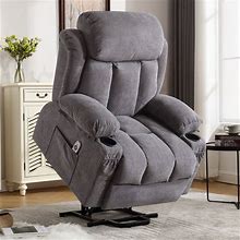 Power Lift Recliner Chair With Heat And Massage Electric Fabric Recliner Grey Grey - Grey1
