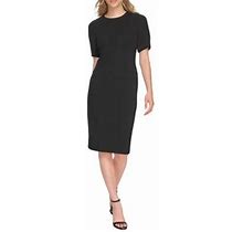 Tommy Hilfiger Women's Short Sleeve Sheath Dress, Black, 2