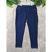 Unbranded Jeans | Women Jegging High Rise Stone Wash Denim Solid Casual Slim Elastic Waist 36" | Color: Blue | Size: 36