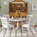 Koihome Retro Functional 42"-58" Wood Round 4 Upholstered, Set Of 5, Family Restaurant, Kitchen (Antique White), 5-Piece Extendable Dining Table