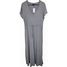 Torrid Dresses | Torrid Womens 0X Acas Gray Short Sleeves Drawstring Waist V-Neck Maxi Dress Nwt | Color: Gray | Size: 0X