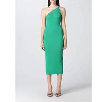 SELF-PORTRAIT One-Shoulder Dress In Ribbed Viscose Green