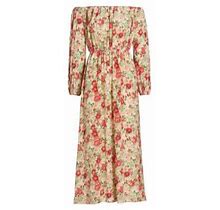 Adam Lippes Women's Floral Silk Off-The-Shoulder Dress - Pistachio Multi - Size XS