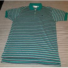 Vtg The Mens Store At Sears Adult Large Teal Gray & Blue Polo Striped