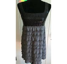 Sequined Party Dress Oumanqi Brand, Sz Large Black Gray