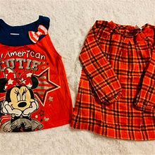 Carter's Minnie Mouse 24 Mos/2T Carters Plaid Dress - Kids | Color: Orange | Size: 24 Months